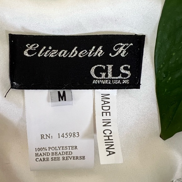 Elizabeth K GLS Collective Women’s White Lace Rhinestone Long Maxi Evening Dress - Picture 15 of 16